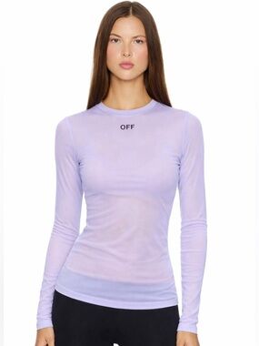 Off-White Lilac Long Sleeve Logo Top Size S | Authentic Designer Tee